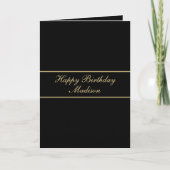 Carte Joyeux Anniversaire Nom Script Or Noir (Devant)