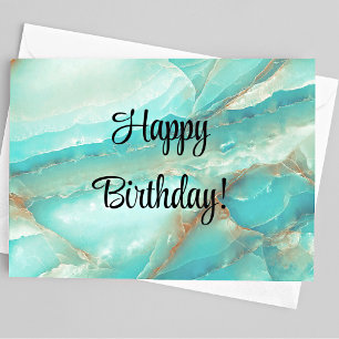Carte Joyeux Anniversaire, Nom sur le dos, Turquoise & B