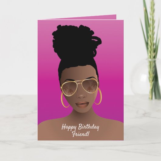 Carte Joyeux anniversaire ! Nuances de femme noire et ha (Devant)