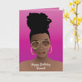 Carte Joyeux anniversaire ! Nuances de femme noire et ha (Fleur jaune)
