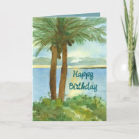 Joyeux anniversaire Ocean Sunrise Palm Trees Custo