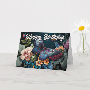 Carte Joyeux anniversaire Oeuvre de papillon sophistiq