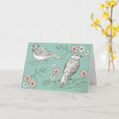 Carte Joyeux Anniversaire Oiseau Faune Nature Encre Styl (Fleur jaune)