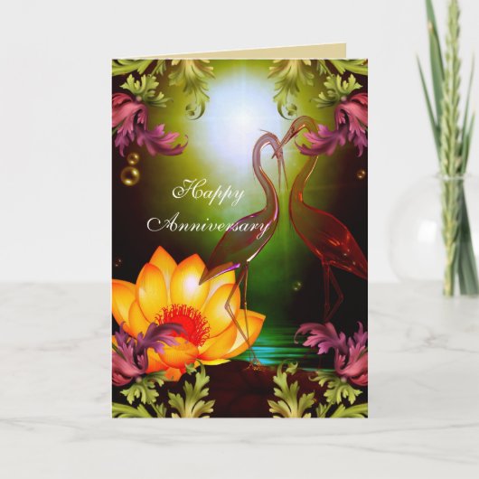 Carte Joyeux Anniversaire Oiseaux Cadre Doré Flora (Devant)