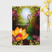 Carte Joyeux Anniversaire Oiseaux Cadre Doré Flora (Fleur jaune)