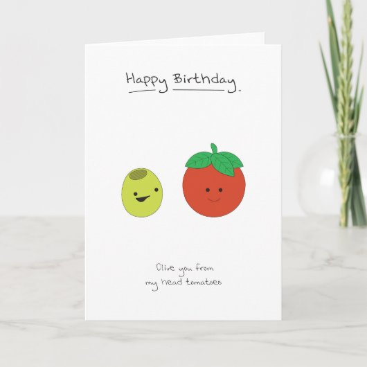 Carte Joyeux anniversaire - Olive & Tomates (Devant)