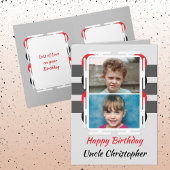Carte Joyeux Anniversaire oncle 2 photo rouge gris