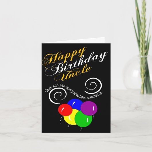 Carte joyeux anniversaire oncle drôle (Devant)