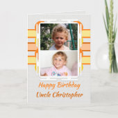 Carte Joyeux anniversaire oncle orange et jaune photo (Devant)