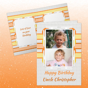Carte Joyeux anniversaire oncle orange et jaune photo