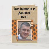 Carte Joyeux anniversaire oncle photo orange (Devant)