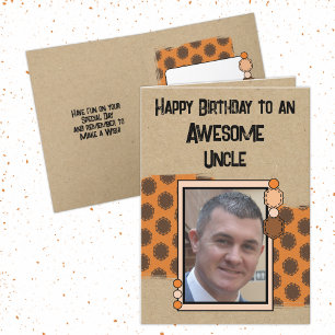 Carte Joyeux anniversaire oncle photo orange