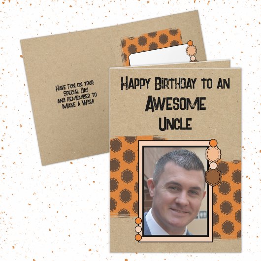 Carte Joyeux anniversaire oncle photo orange
