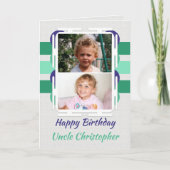 Carte Joyeux Anniversaire oncle vert et bleu photo (Devant)