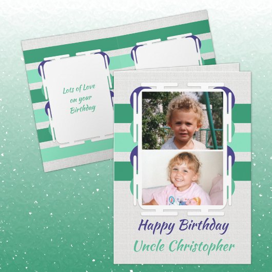 Carte Joyeux Anniversaire oncle vert et bleu photo