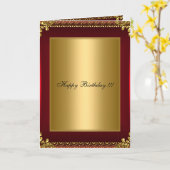 Carte Joyeux Anniversaire Or et Rouge (Fleur jaune)