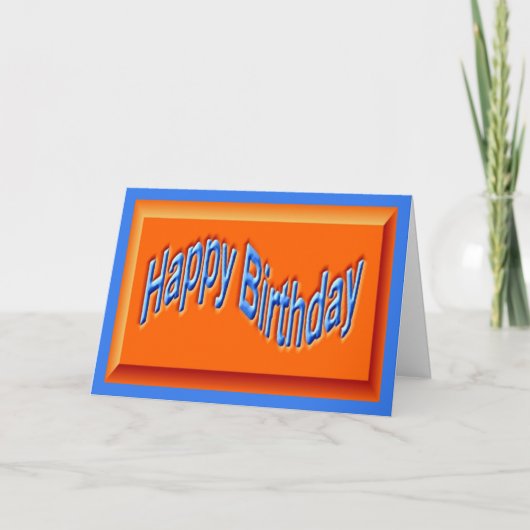Carte Joyeux anniversaire orange bleu voeux Anniversaire (Devant)