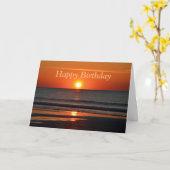 Carte Joyeux Anniversaire Orange Sunrise sur la plage (Fleur jaune)