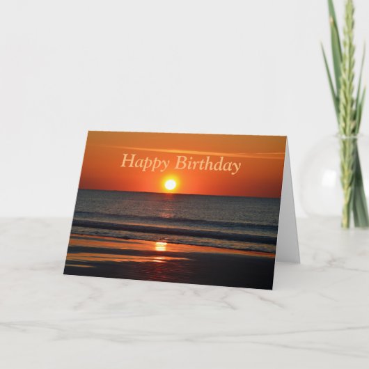 Carte Joyeux Anniversaire Orange Sunrise sur la plage (Devant)