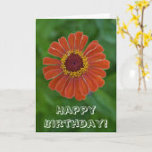 Carte Joyeux anniversaire Orange Zinnia fleur floraison (Fleur jaune)