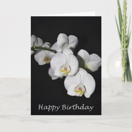 Carte Joyeux Anniversaire Orchidée blanche (Devant)