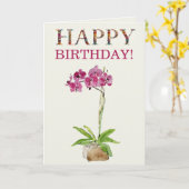 Carte Joyeux Anniversaire Orchidée Moth Aquarelle (Fleur jaune)