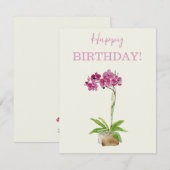 Carte Joyeux Anniversaire Orchidée Papillon Aquarelle (Devant / Derrière)
