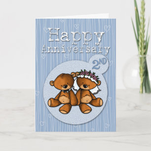 Carte joyeux anniversaire ours - 2 ans