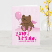 Carte Joyeux anniversaire ours fille la plus douce! (Fleur jaune)