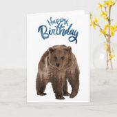 Carte Joyeux Anniversaire Ours Forêt Brune  (Fleur jaune)