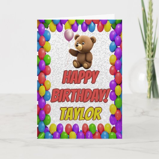 Carte Joyeux Anniversaire Ourson Mignon (Devant)