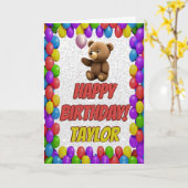 Carte Joyeux Anniversaire Ourson Mignon (Fleur jaune)