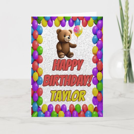 Carte Joyeux Anniversaire Ourson Mignon (Devant)