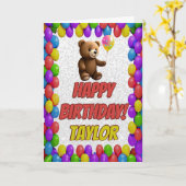 Carte Joyeux Anniversaire Ourson Mignon (Fleur jaune)