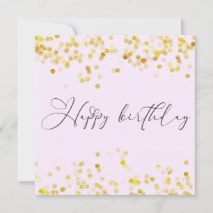 Carte Joyeux Anniversaire Paillettes Rose Pâle Or