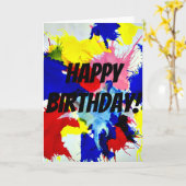 Carte "Joyeux Anniversaire !" Paint Splash (Fleur jaune)