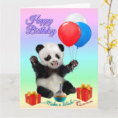 CARTE JOYEUX ANNIVERSAIRE PANDA (Fleur jaune)