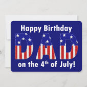 Carte Joyeux anniversaire papa a senti 4 juillet regarde (Devant)
