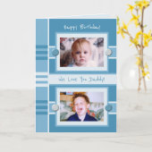 Carte Joyeux anniversaire papa bleu photo salutation (Fleur jaune)