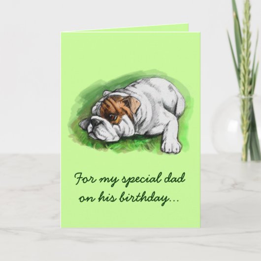 Carte Joyeux anniversaire papa : Bulldog (Devant)