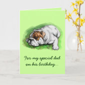 Carte Joyeux anniversaire papa : Bulldog (Fleur jaune)