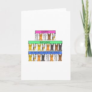 Carte Joyeux anniversaire papa Cartoon Chats avec banniè