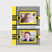 Carte Joyeux Anniversaire papa gris jaune photo vous aim (Devant)