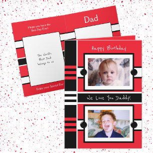 Carte Joyeux Anniversaire papa rouge noir photo vous aim