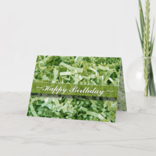 Carte Joyeux Anniversaire Papier Vert Déchiqueté Abstrai