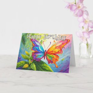 Carte Joyeux Anniversaire Papillon Artistique Coloré Dod