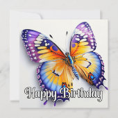 Carte Joyeux anniversaire papillon coloré oeuvre (Devant)