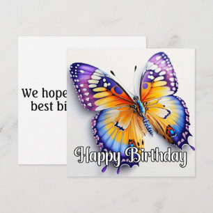 Carte Joyeux anniversaire papillon coloré oeuvre