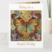 Carte Joyeux Anniversaire Papillon et Fleurs Impasto Bea (Devant)