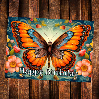 Carte Joyeux Anniversaire Papillon Fantaisie Artistique